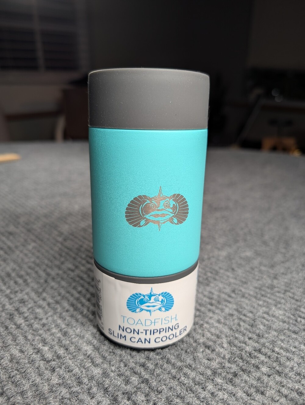 Toadfish Non-Tipping Slim Can Cooler Teal Stainless Steel Insulator
